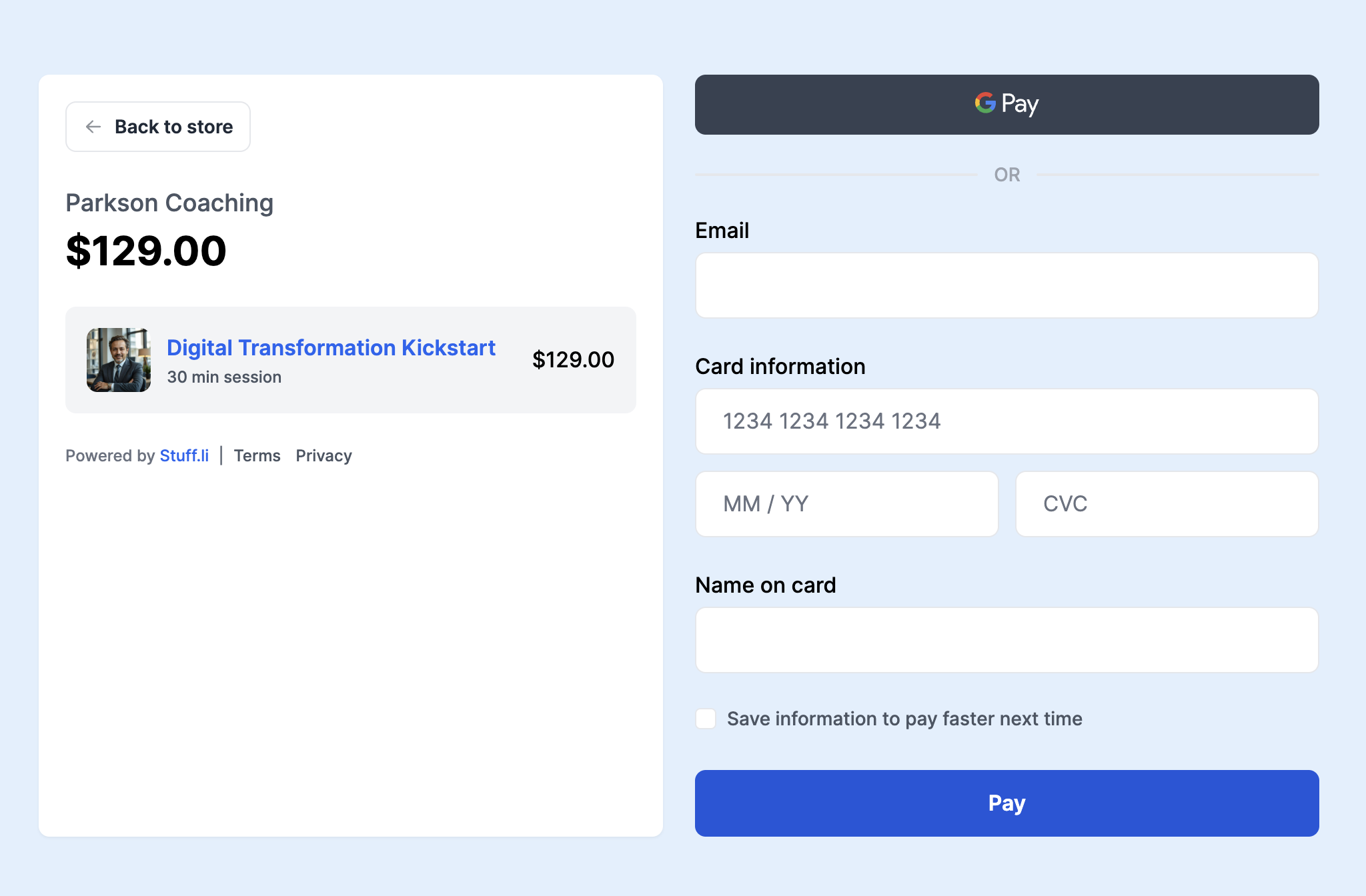 Booking Payment Interface