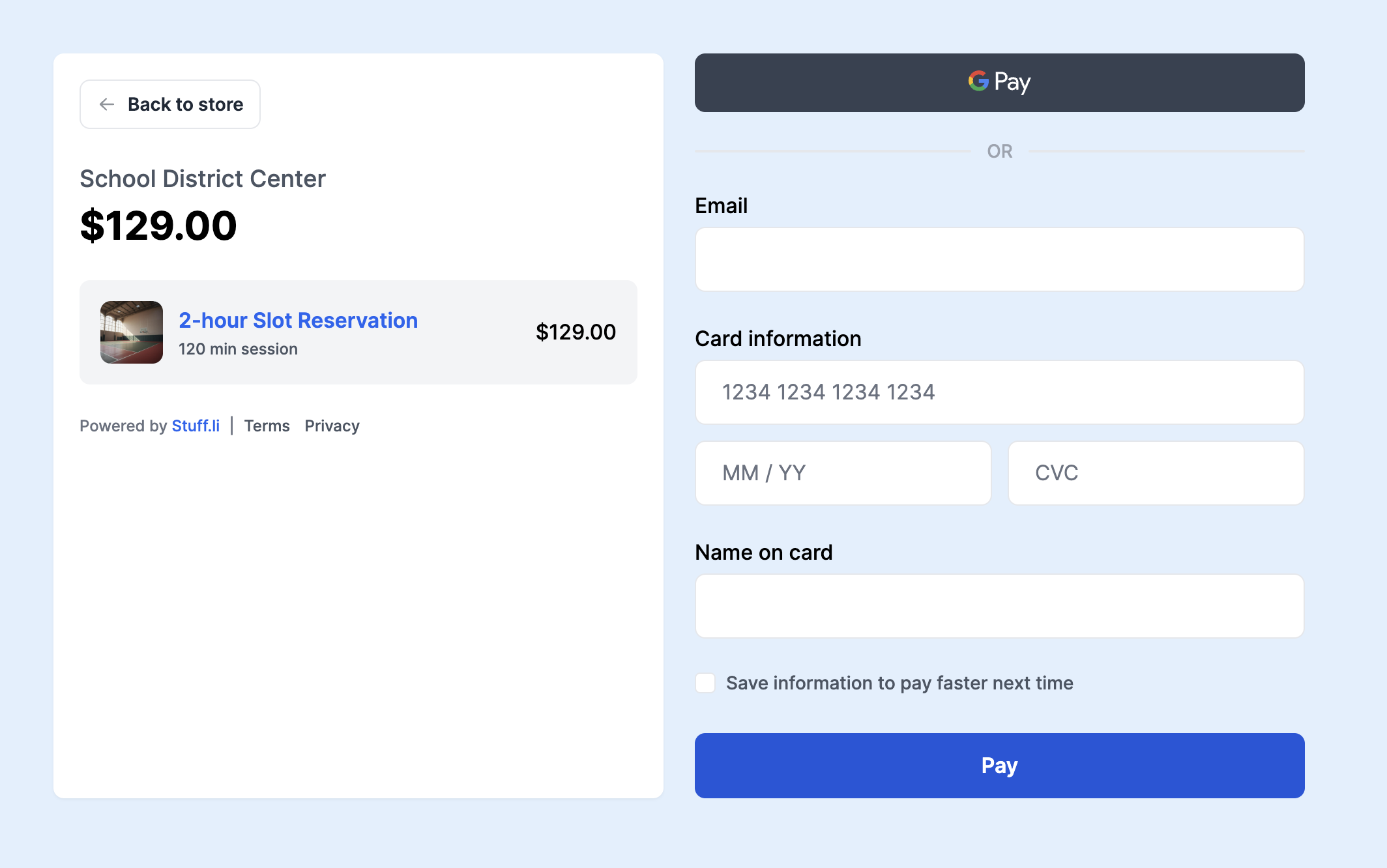 Booking Payment Interface